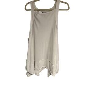 Pilcro White Cotton Swing Tank With Asymmetrical Hemline in Size Medium